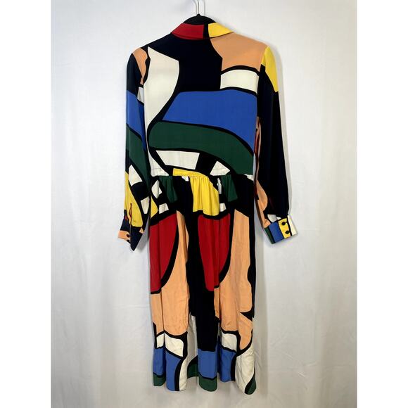 CHINTI & PARKER Multicolor Circus Silk Midi Shirt Dress Abstract Size 4 $585 - Picture 9 of 13